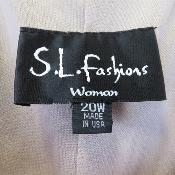 S.L. Fashions NWT Taupe Gold Crochet Blouson Fringe Hem Cocktail Dress, Size 20W - Picture 7 of 9